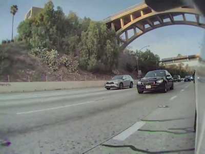 Motorcyclist Smashes MY Mirror - 110 Freeway near Dodgers Stadium