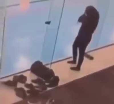 hmc while I try to go through a glass door