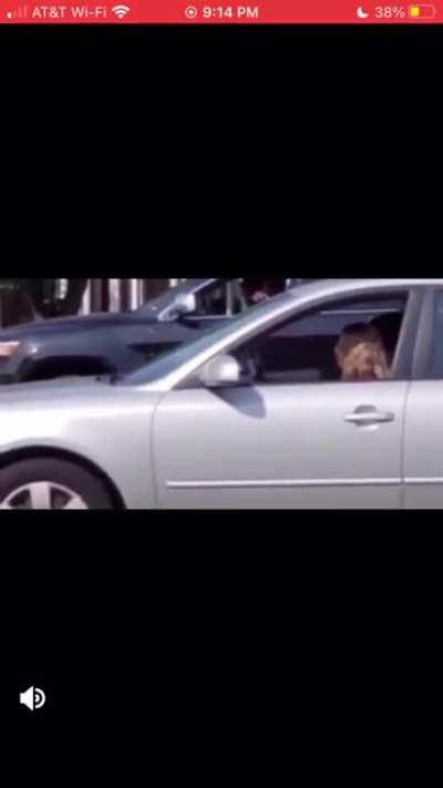 Karen gets served after rear ending someone while flipping people off