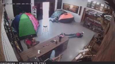 Attempted robbery at a gun store.