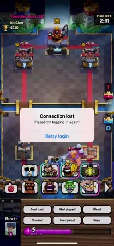 {Bug} if you are about to lose a game and if your opponent has the electro giant just lightning it so the game doesn’t count