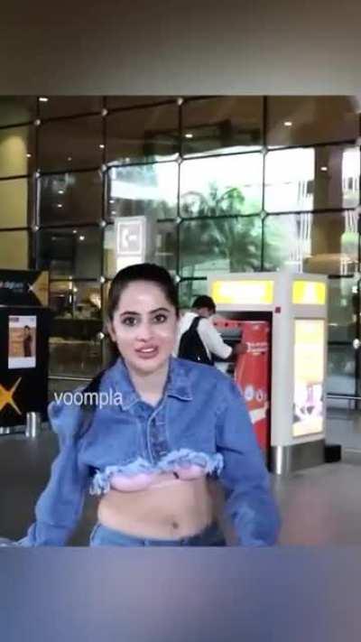 Urfi javed navel in beautiful shirt