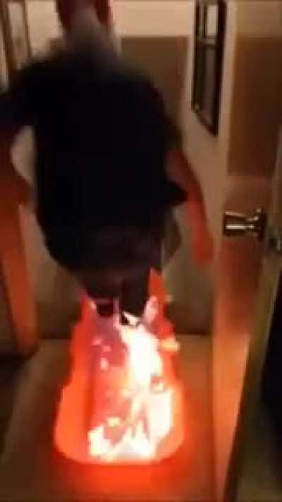 Let me just slide off these stairs while this sled is on fire, WCGW?