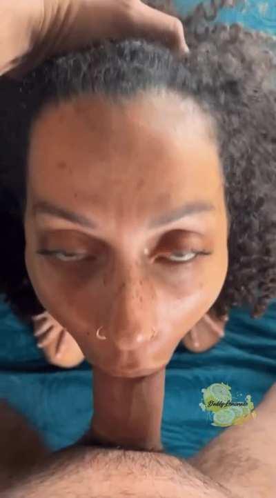 green eyed slut tries to deepthroat big dick😍