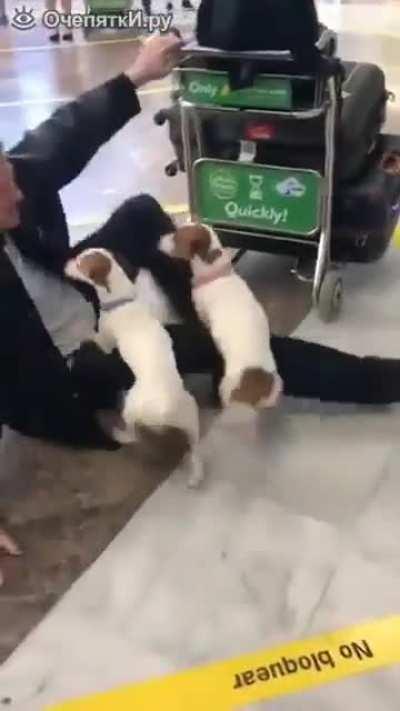 Friends who came to welcome him