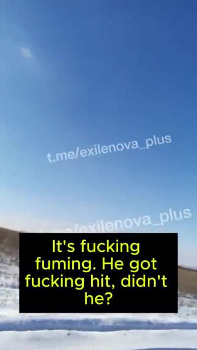 A russian filming helicopters flying by, claims one of them is hit by a fpv (Impossible to tell from vid)