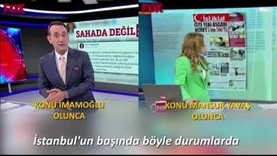 FOX Haber'in iki şehirde yaşanan sel felaketini anlatışında Ekrem İmamoğlu ve Mansur Yavaş'tan bahsederken anlatım farklılıkları.