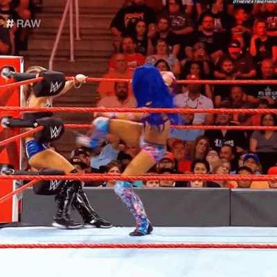 Its not the crotch, she was in-fact kicked right in her tight stomach..its what she gets for having such a tight sexy belly.