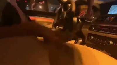 Making her cum while driving