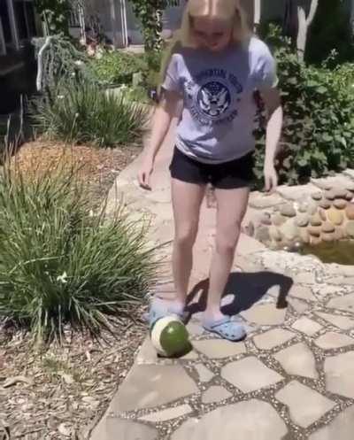 Smashing a watermelon
