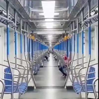 a short clip of a Subway taking curves at high speed.