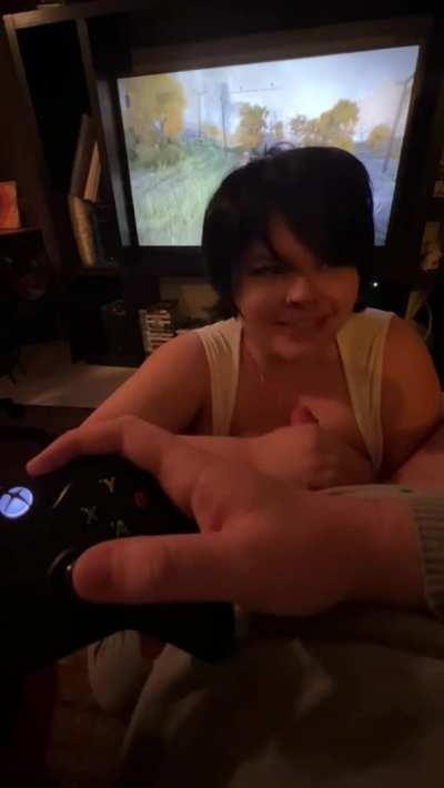 He Was Trying To Hold His Cum Back To Beat This Boss In Elden Ring While I Sucked His Cock, Oops Lol