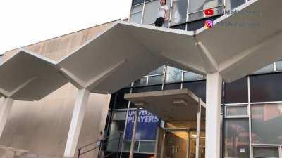 Rock Climber Turns To The University Campus For Fun (Montage)