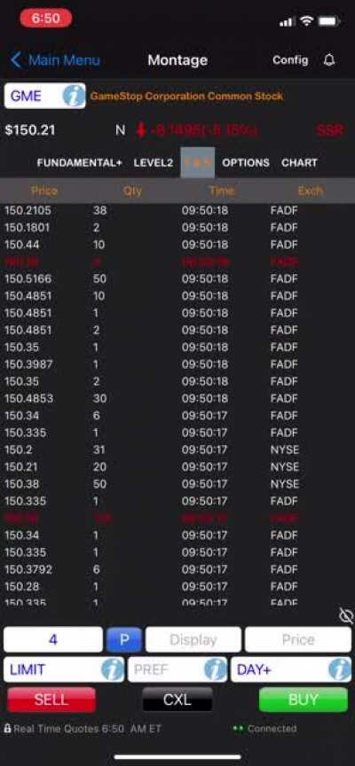 Sells through the major exchanges. Buys through the FADF - a dark pool.