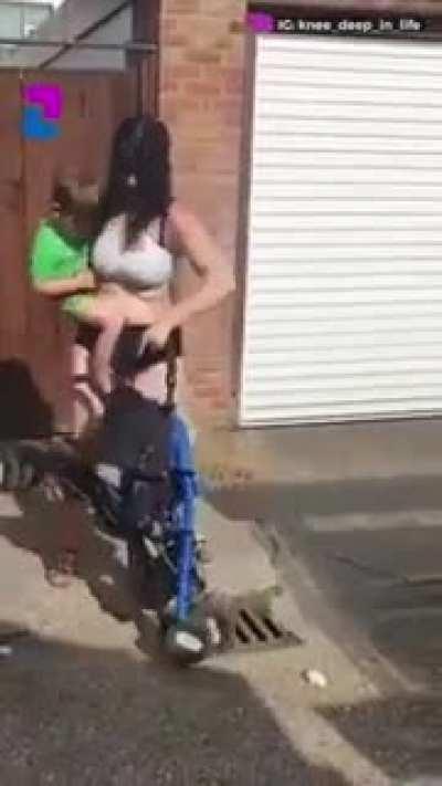 Putting the baby in the stroller