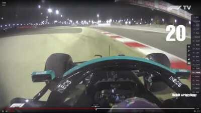 Lewis crossed turn 4 at least 29 times