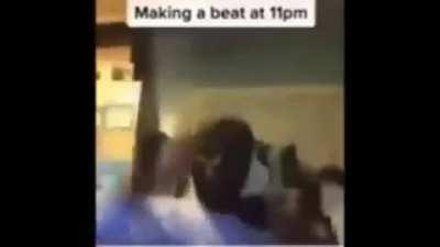 Making beats at 11pm