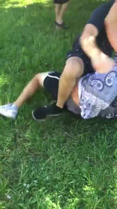 Kid gets kneed in the balls and still wins