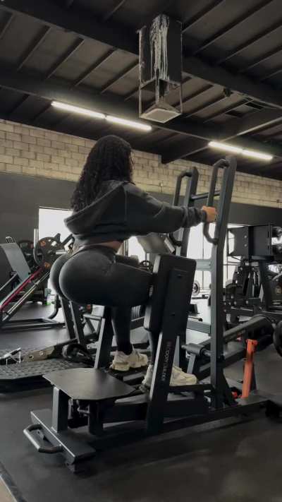 taking her stretching seriously