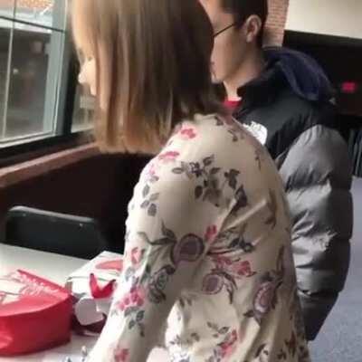 Jake, from Connecticut, used Hershey’s Kisses to spell out “prom” in Braille, to ask his girlfriend of 3 years - Paige, who is blind- to the the prom.