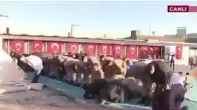 After more than 20 years of extremist religious government ruling, this is how Turkish Muslims pray! Jihadist Turkish Interior Minister is also among them.