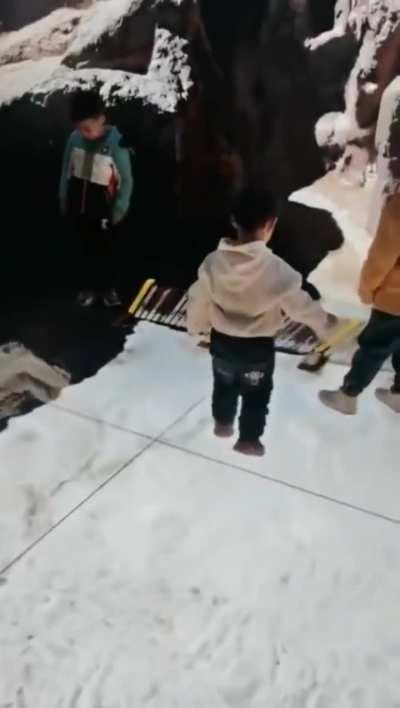 The perceived motion of a stationary floor results in a loss of balance.