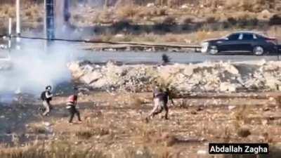 In al Bireh, near Ramallah, an Israeli soldier shot a clearly-marked Palestinian paramedic at arm’s length as he tried desperately to reach an injured Palestinian protester.