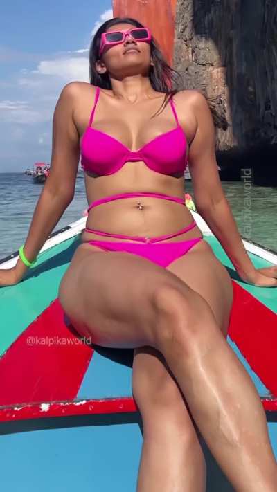 Bosslady Shruti Iyer in a pink micro bikini