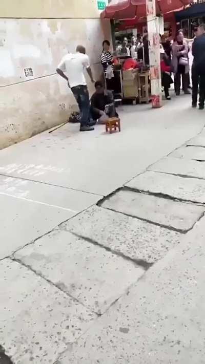 Dude was bullying a beggar before getting his ass kicked by some random bystander