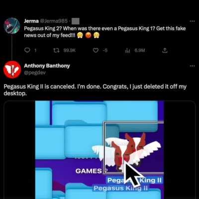 AAA studio deletes finished game over a single tweet