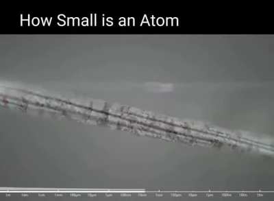 An atom is extremely small—so small that millions of them can fit across the width of a human hair