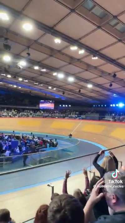 During a track cycling event
