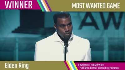 The Yeezus (Kanye West) accepts the Most Wanted Game award for Elden Ring!