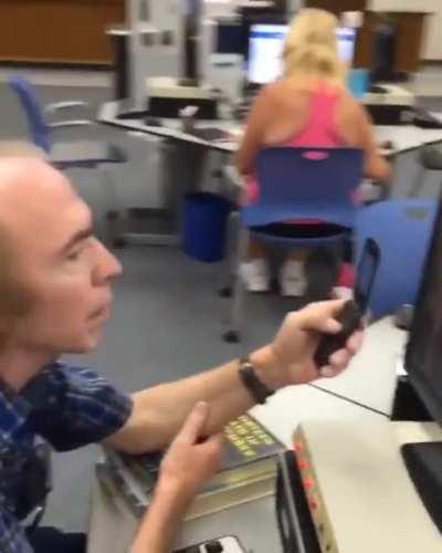 When you get caught being a creep at the library