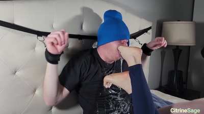 Bound and blindfolded, he had no idea what was coming next. Struggle and suffering... Just how I like it.