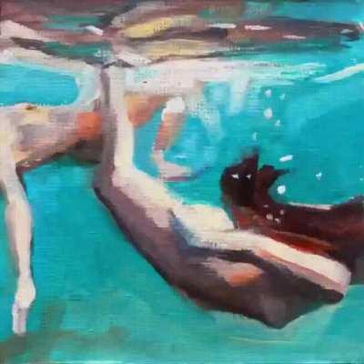 Two women under the sea, oil