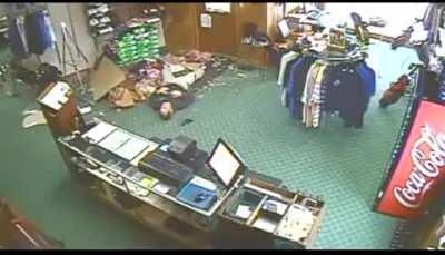 Just casually falling through the ceiling