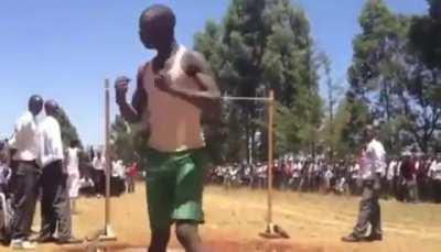 No jump shoes, no jump techniques, no jump platform, just pure talent