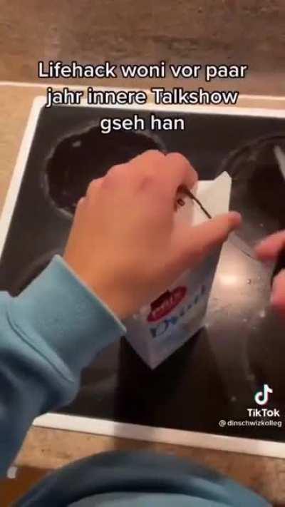 Truco para abrir el brick de leche upvote para mas tipss clmo estee :))