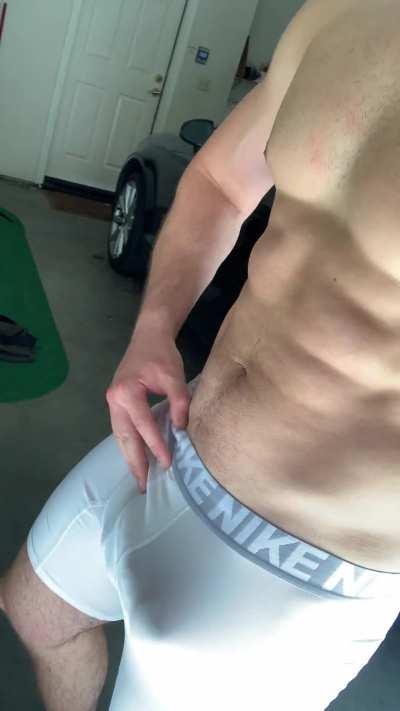 It ain't a workout unless you drop your cock out of your co[m]pression shorts!