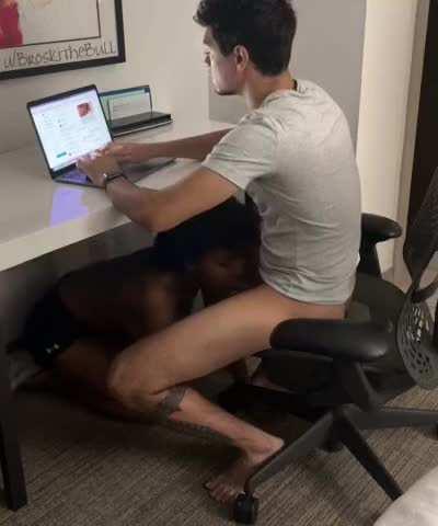 Keeping herself busy while I respond to my messages