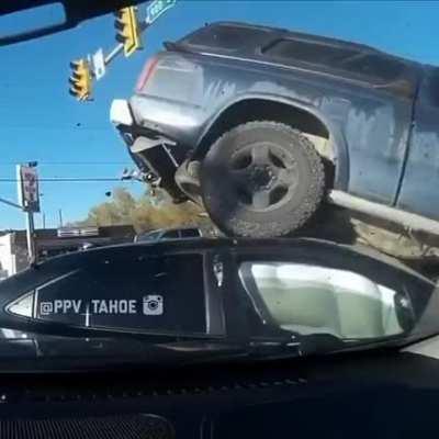 Driver breaks signal and T-bones a Car which results in a 3rd Car getting crashed into it.