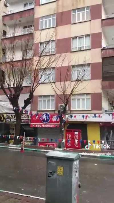 Aftershocks in Turkey This Morning Caused this Building to collapse
