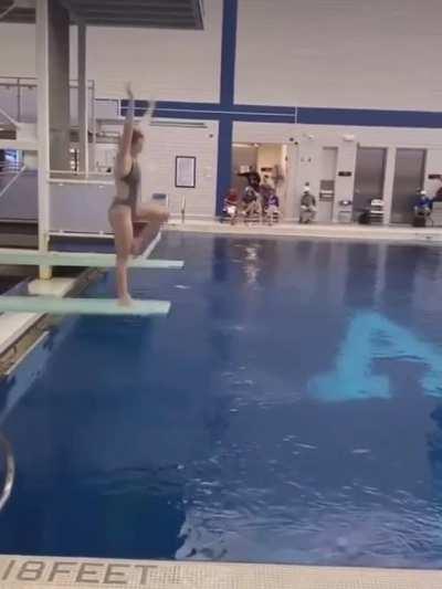 Diving into a pool