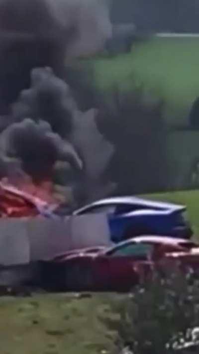 Pair of Ferraris crashing