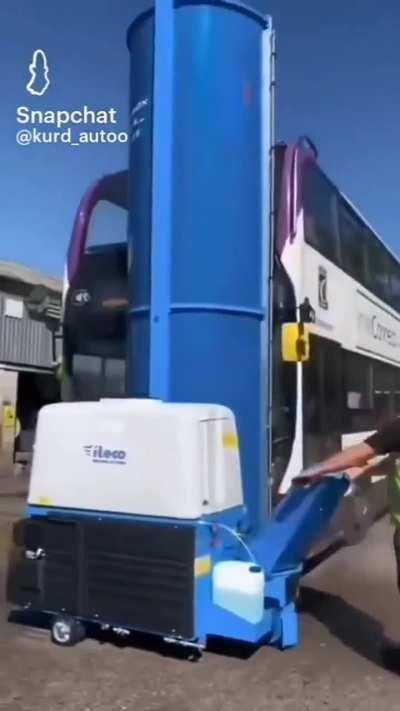 A portable bus wash machine