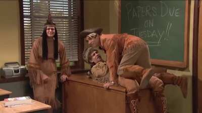 Need help - is this guy in a blue shirt a short-lived SNL cast member from 2016, or did they have to use a crew member to fill in?