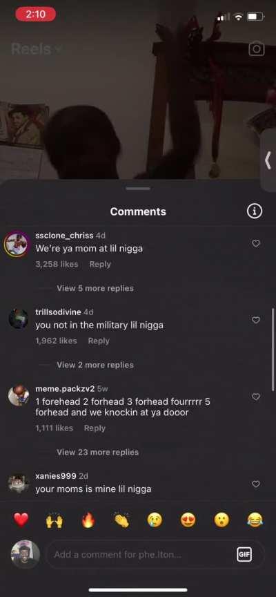 Most calm ig reel comment section 