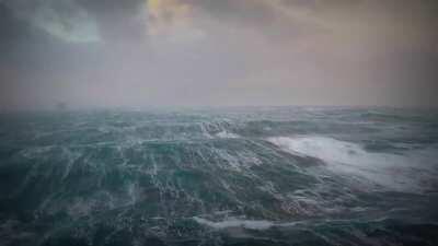 The view of these ocean waves from an oil rig