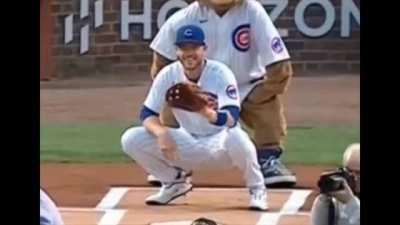 Conor McGregor throws the pitch abit outside